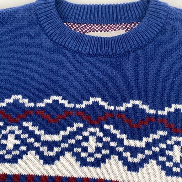 PacSun Fairisle Crew Sweater Large Chunky Nordic Ski Blue Heavyweight Large - Picture 6 of 14